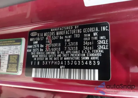 2018 Kia Sorento 2.0T Ex from USA, damaged, VIN 5XYPHDA15JG354839